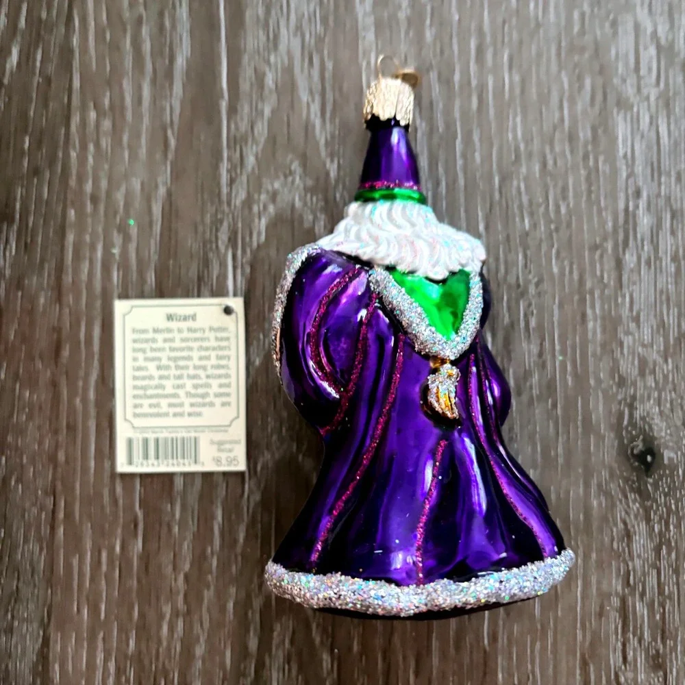 Old World Christmas Wizard Glass Ornament Purple Robe Sorcerer